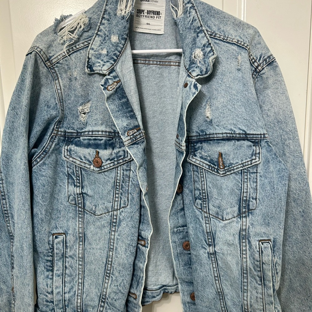 Garage Light Blue Distressed Jean Jacket